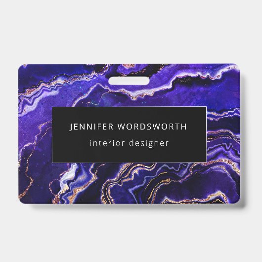Geode Deep Blue Lila Agate Ausweis (Vorderseite)