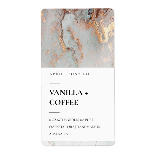 GEODE DUSKY GRAY COPPER GOLD CANDLE ETIKETT (Vorne)