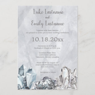 Geode & Edelsteine bei der Hochzeit in Grau Einladung