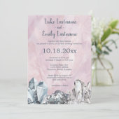Geode & Edelsteine in Pink Watercolor Wedding Einladung (Stehend Vorderseite)