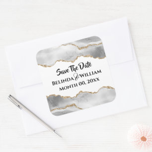 Geode falsches Gold weißer Achat frisch Vermählte Quadratischer Aufkleber