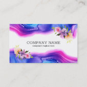 Geode Farbtextur Blumenakzente Visitenkarte (Vorderseite)