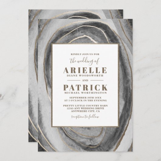 Geode Gemstone Agate Hochzeitseinladungen Einladung (Vorne/Hinten)