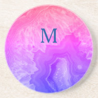 Geode Gemstone Agate Monogram Initials Pink Blue