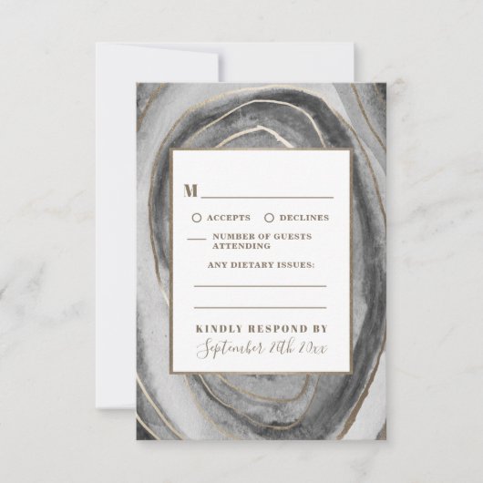 Geode Gemstone Agate Wedding RSVP Cards (Vorderseite)