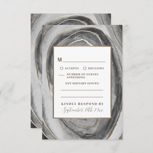 Geode Gemstone Agate Wedding RSVP Cards (Vorne/Hinten)