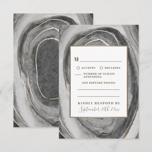 Geode Gemstone Agate Wedding RSVP Cards Karte (Vorne/Hinten)