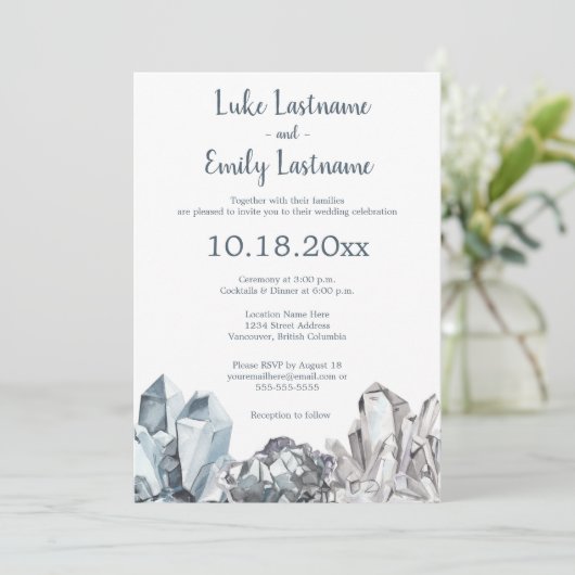 Geode & Gemstones Hochzeit Einladung (Stehend Vorderseite)