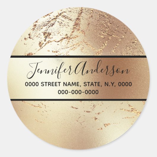 Geode Gold metallisches Aussehen glänzen Marmorstr Runder Aufkleber (Vorderseite)