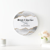 Geode-Imitate Gold agieren Aquarellbräute Große Wanduhr (Zuhause)