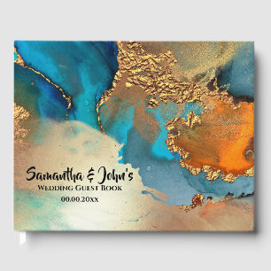 Geode Imitate Gold agieren Aquarellgoldorange Gästebuch