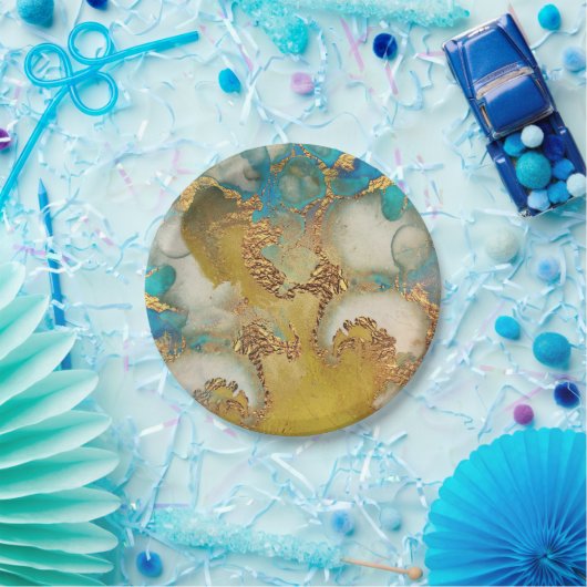 Geode Imitate Goldbarsch Agar Aquarell Chic Party Pappteller (Party)