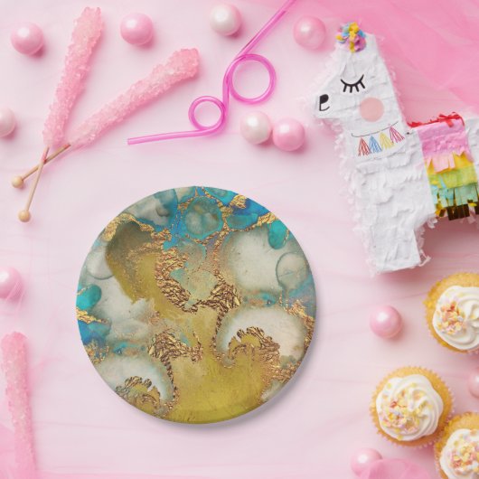 Geode Imitate Goldbarsch Agar Aquarell Chic Party Pappteller (Party)