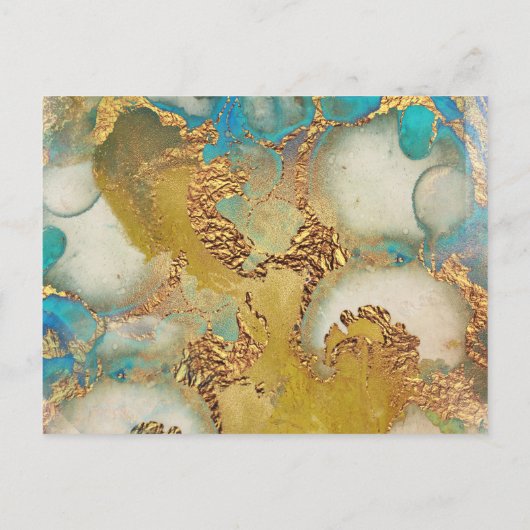 Geode Imitate goldblau-kristalline Aquarellfarbe Einladungspostkarte (Rückseite)