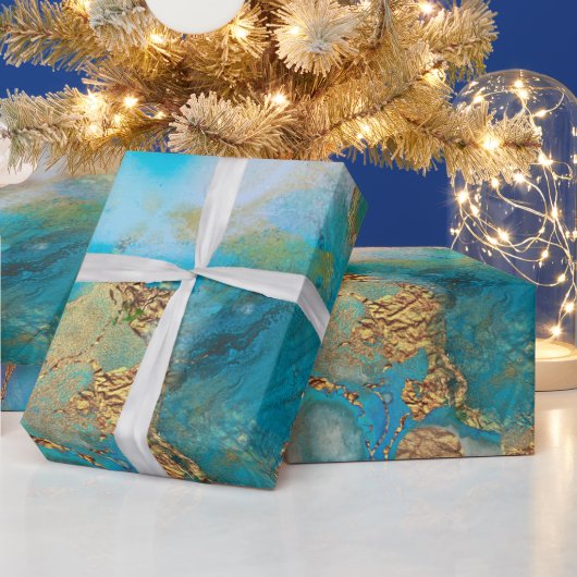 Geode Imitate goldblau lila agate peacock chic Geschenkpapier (Feiertage)