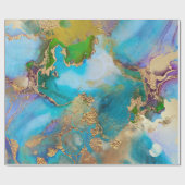 Geode Imitate goldblau lila agate peacock chic Geschenkpapier (Flach)