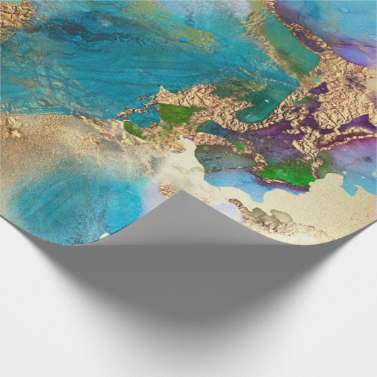 Geode Imitate goldblau lila agate peacock chic Geschenkpapier (Ecke)