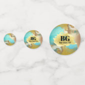 Geode Imitate goldblaue Aquarellfarbe Party Konfetti (Rückseiten)