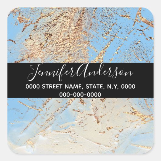 Geode Imitate goldblaue Lacktextur sieht chic aus Quadratischer Aufkleber (Vorderseite)