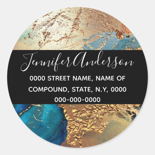 Geode Imitate Goldblauer lila Pfauenchic-Agglomera Runder Aufkleber (Vorderseite)