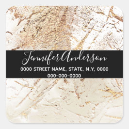 Geode Imitate goldene Elfenbeinfarbe Textur sieht  Quadratischer Aufkleber