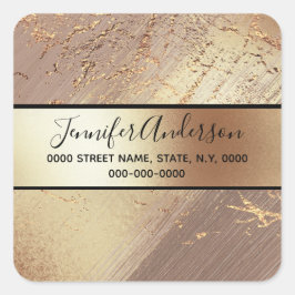 Geode Imitate goldfarbene Metallic schimmern Marmo Quadratischer Aufkleber