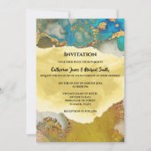 Geode-Imitate Goldkristall-Aquarell-Chic-Agade Einladung (Vorderseite)