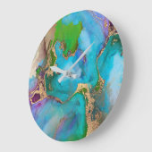 Geode Imitate Goldpfauenfarben verleihen Edelstein Große Wanduhr (Winkel)