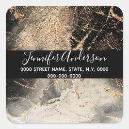 Geode Imitate Schwarz Farbe Textur sehen elegant a Quadratischer Aufkleber