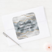 Geode Imitate silbergold weiß agate Wasserfarbe ge Quadratischer Aufkleber (Umschlag)