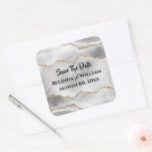 Geode Imitate silberweiß agate Aquarellfarbenchic Quadratischer Aufkleber (Umschlag)