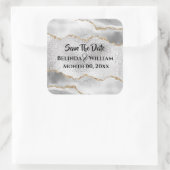 Geode Imitate silberweiß agate Aquarellfarbenchic Quadratischer Aufkleber (Tasche)