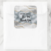 Geode Imitate silberweiß agate Aquarellfarbenchic Quadratischer Aufkleber (Tasche)