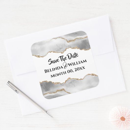 Geode Imitats Goldfresser Paare treffen Quadratischer Aufkleber (Umschlag)