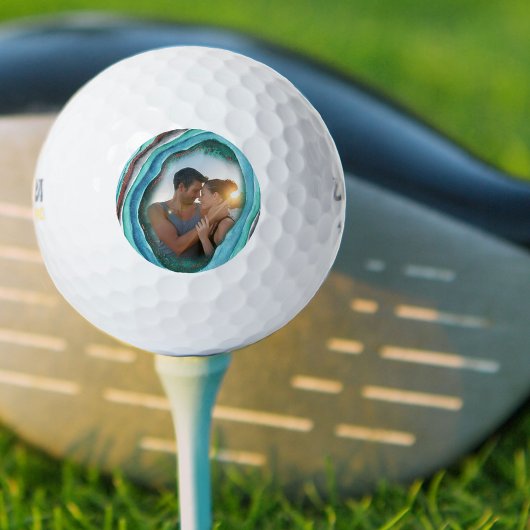 Geode in Türkisblau Grün mit deinem Foto Golfball