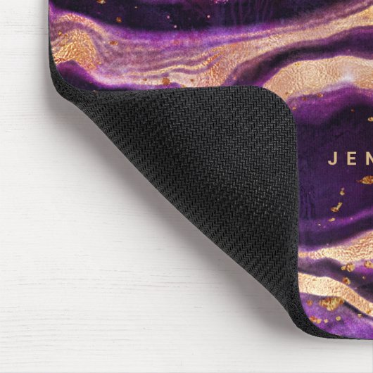 Geode Lila Pink Gold Abstrakt Agate Mousepad (Ecke)