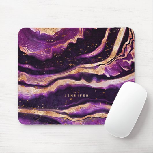 Geode Lila Pink Gold Abstrakt Agate Mousepad (Mit Mouse)