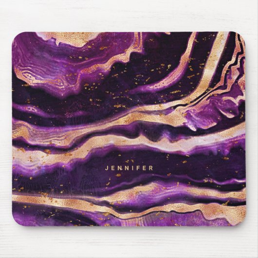 Geode Lila Pink Gold Abstrakt Agate Mousepad (Vorne)