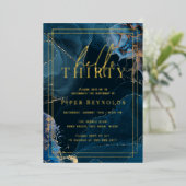 Geode Marble | Gold Navy 30. Geburtstag Folieneinladung (Stehend vorne)