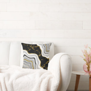 Geode-Marmor für Schwarz und Gold-Glitzer Kissen