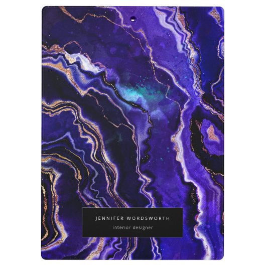 Geode Moderne Berufliche Lila Agate Klemmbrett (Rückseite)