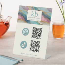 Geode-Muster-QR-Code-Schmuck soziale Medien Sockelschild