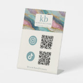 Geode-Muster-QR-Code-Schmuck soziale Medien Sockelschild (Vorderseite)