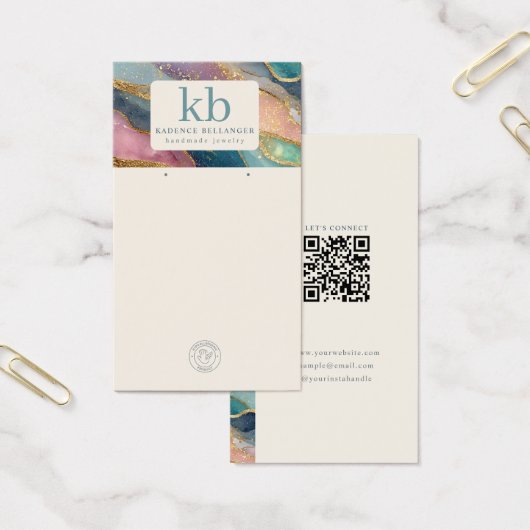 Geode Pattern Monogram Jewelry Display Cards (Büro)