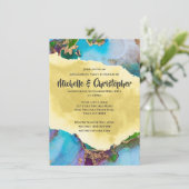 Geode Pfau abstrakt agock Farben Moderne Chic Einladung (Stehend Vorderseite)