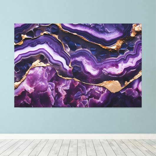 Geode Print in Amethyst Goede Wall Art Leinwanddruck (Insitu (Holzboden))