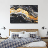 Geode Print in Black Gold Grau Goede Wall Art Leinwanddruck (Insitu (Schlafzimmer))