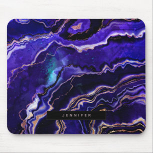 Geode Tief Lila Rose Gold Agate Mousepad