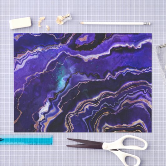 Geode Tief Lila Rose Gold Agate Seidenpapier (Handwerk)