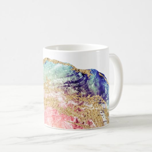 *~* Geode Wasserfarbe Agate Gold Glitzer Rock Kaffeetasse (VorderseiteRechts)
